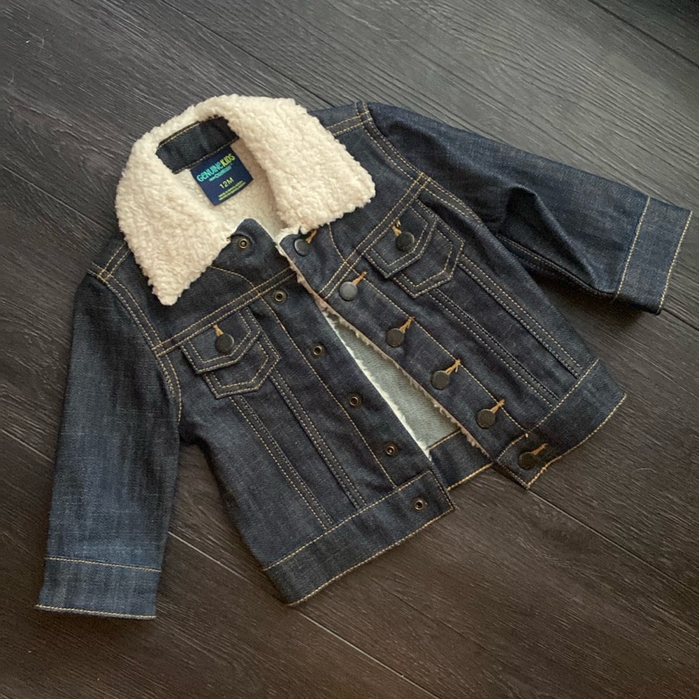 Baby Sherpa fleece collared jean jacket